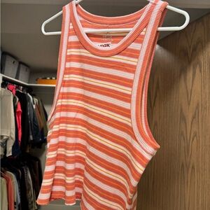 Striped Orange and White Women's Tank Top